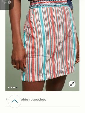 #756 Anthropologie Striped Pencil Skirt in Coral & Aqua. Excellent Condition